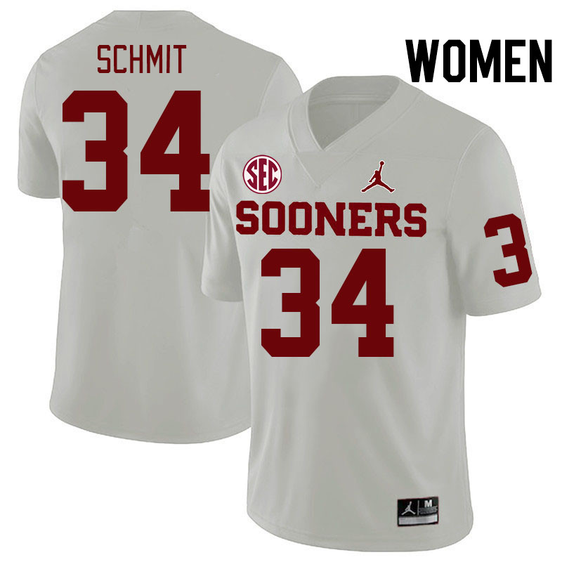 Women #34 Zach Schmit Oklahoma Sooners 2024 SEC Conference College Football Jerseys-White